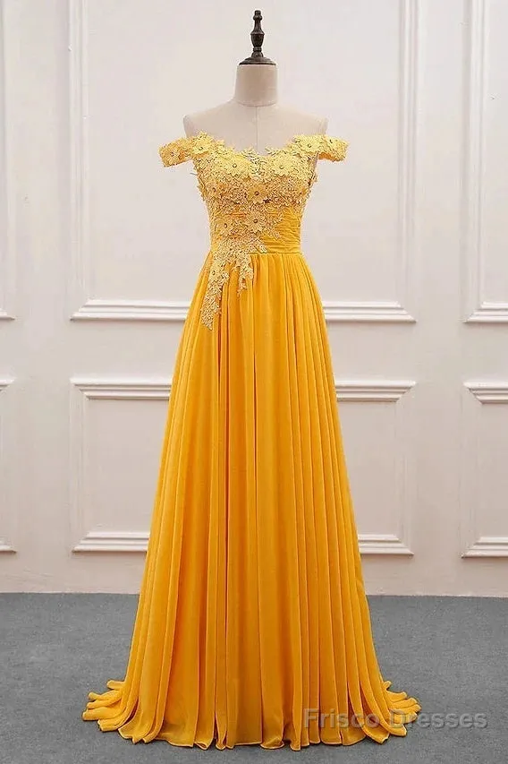 A-Line Wedding Guest Dresses Floral Dress Prom Sweep / Brush Train Sleeveless Off Shoulder Chiffon With Appliques