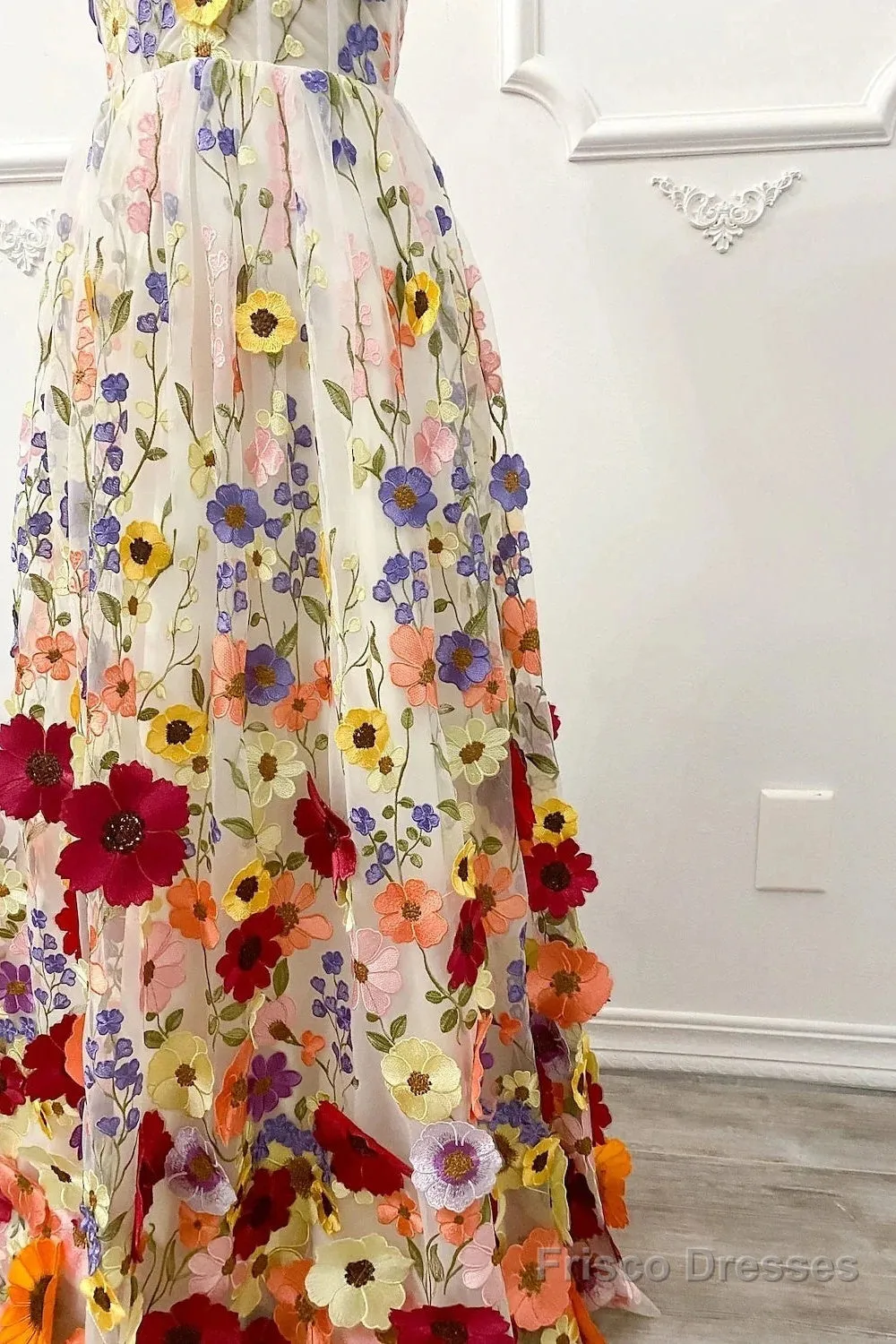 A-Line Wedding Guest Dresses Floral Dress Wedding Guest Floor Length Sleeveless Illusion Neck Wednesday Addams Family Cotton Backless With Embroidery Appliques