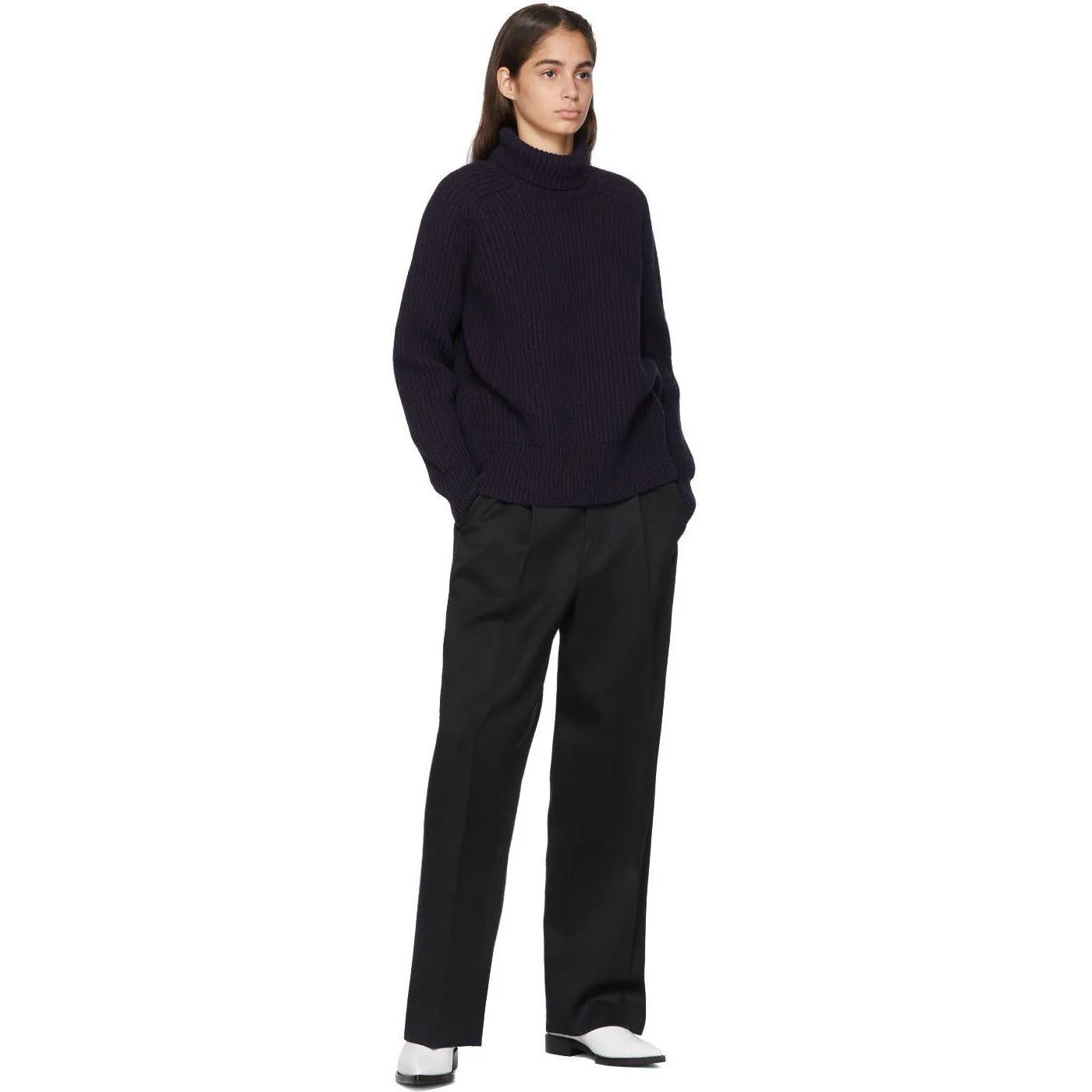 AMI Alexandre Mattiussi Black Wool Oversized Trousers