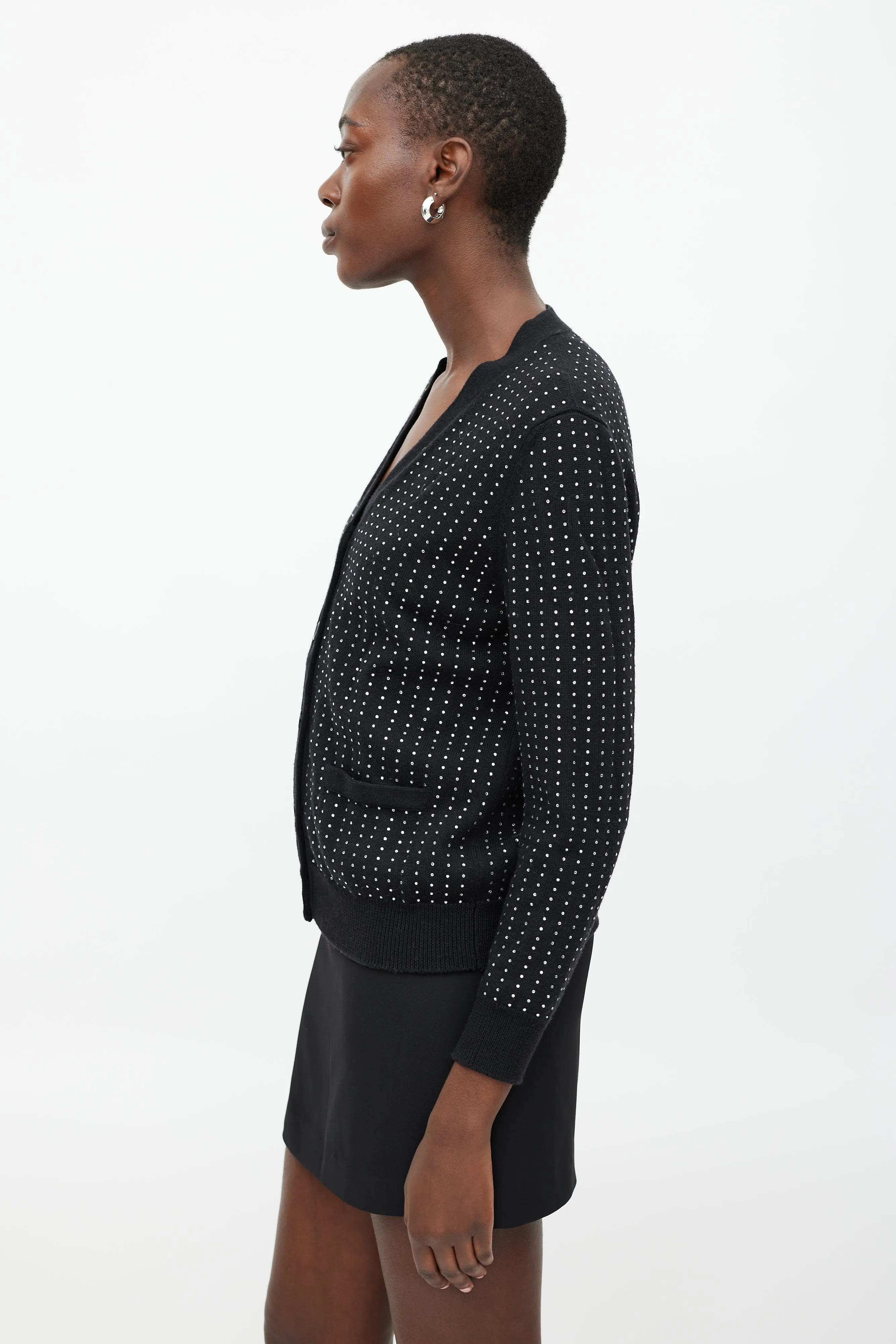 Black Knit Rhinestone Cardigan