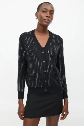 Black Knit Rhinestone Cardigan