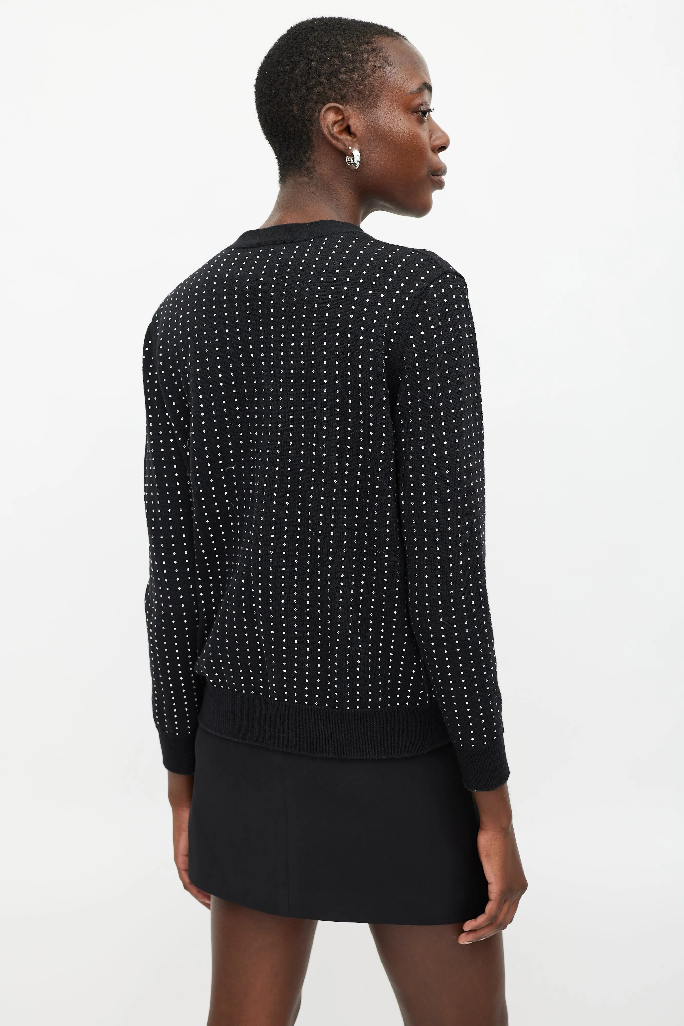 Black Knit Rhinestone Cardigan