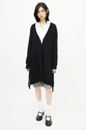 Black Knit Tie Cardigan