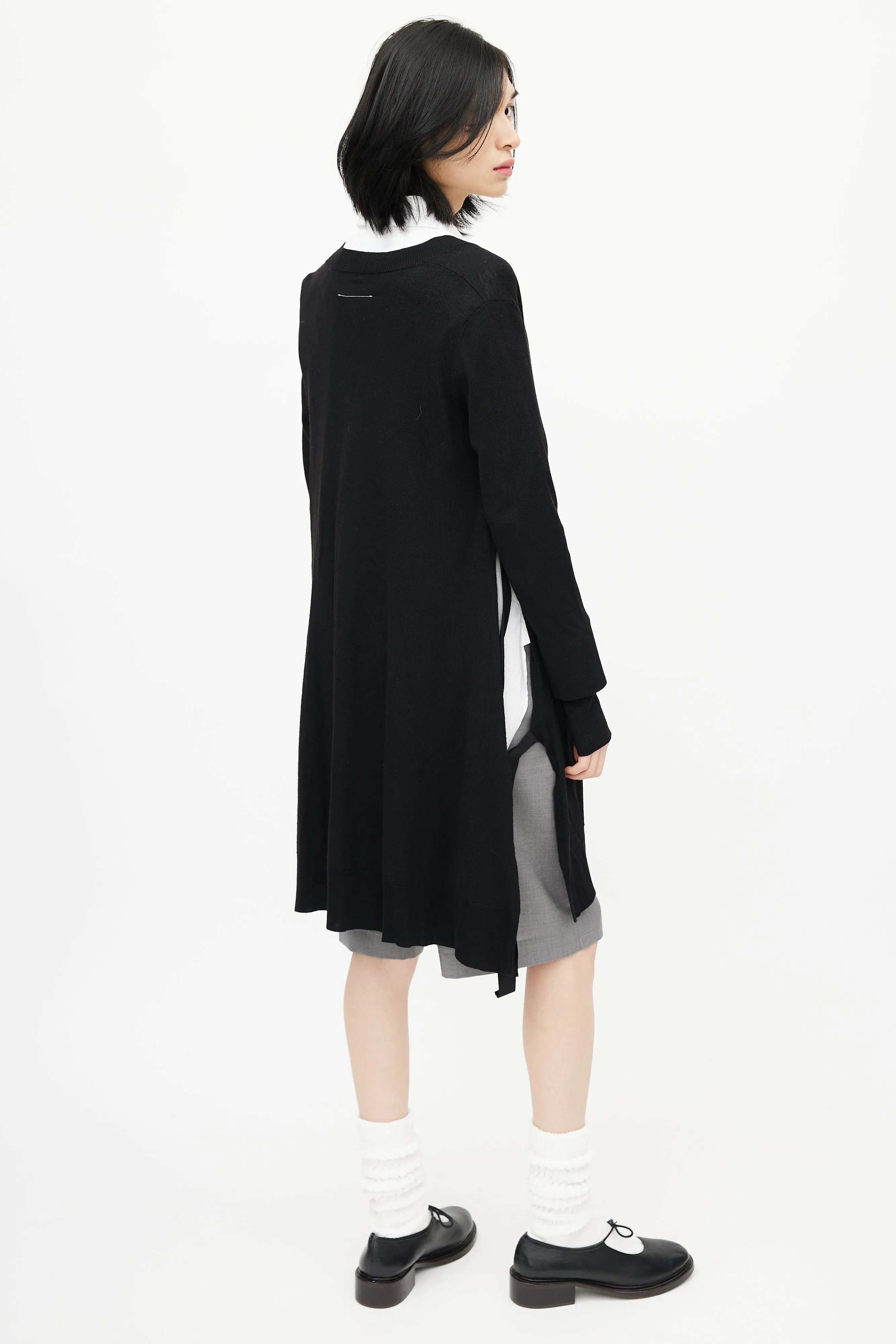Black Knit Tie Cardigan