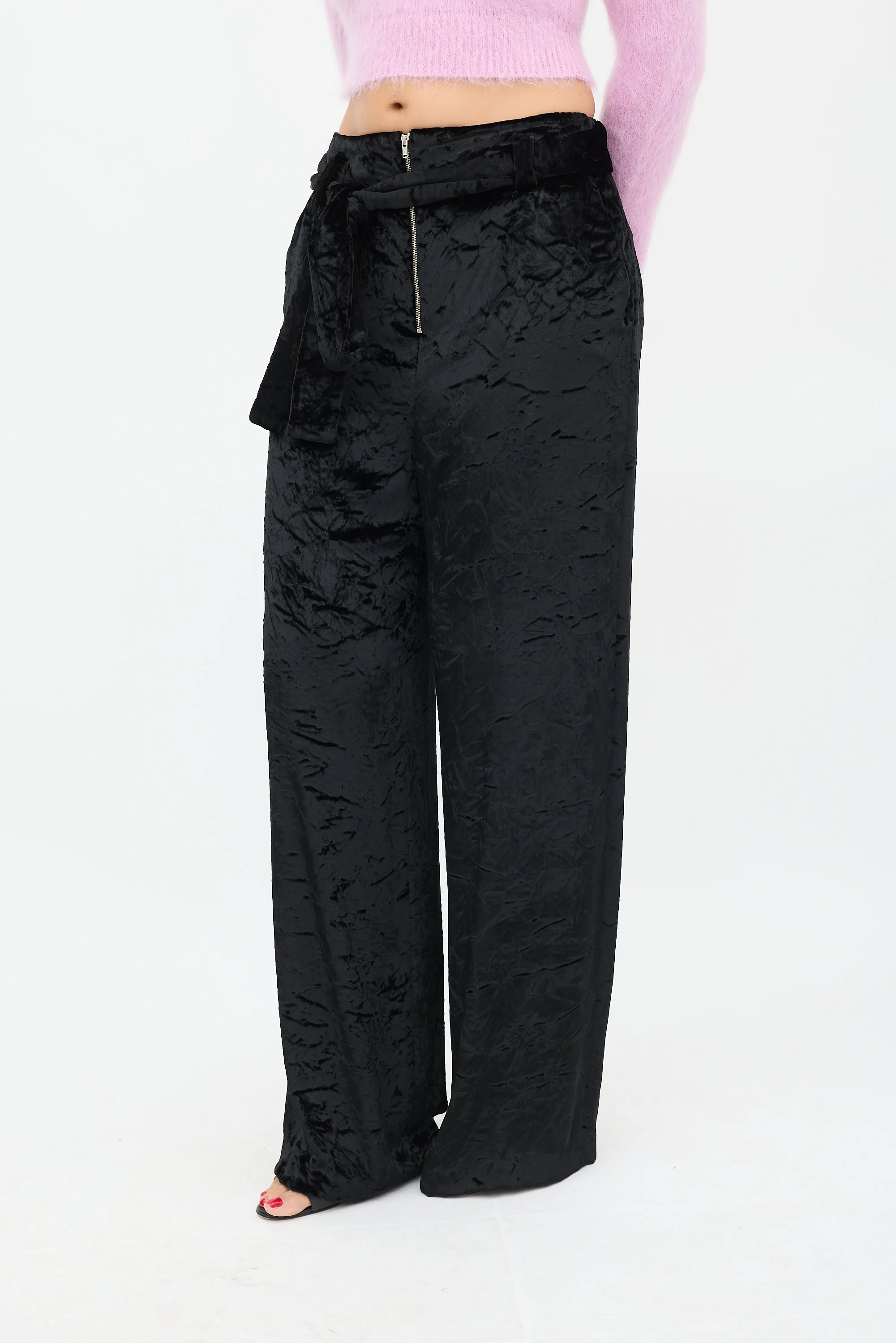 Black Velvet Wide Leg Trouser