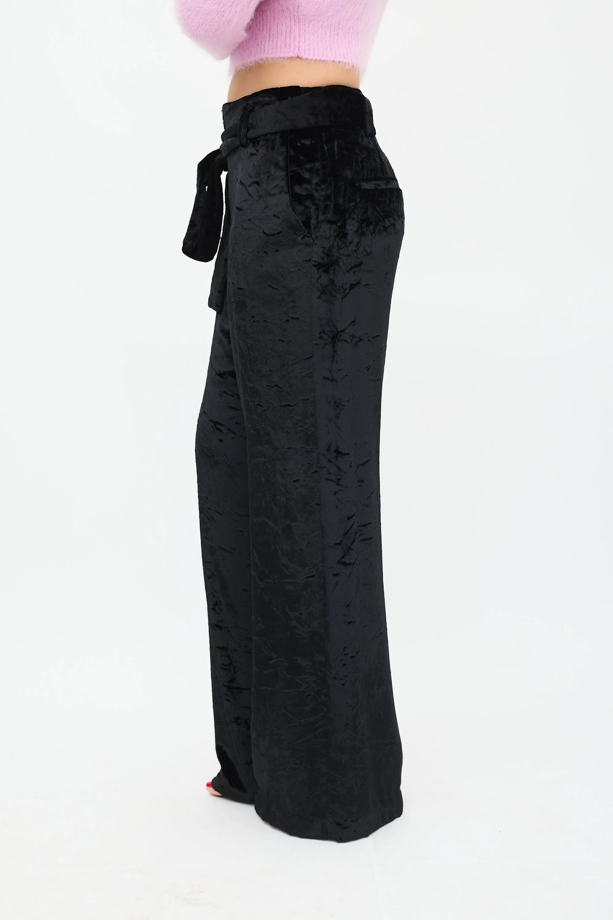 Black Velvet Wide Leg Trouser