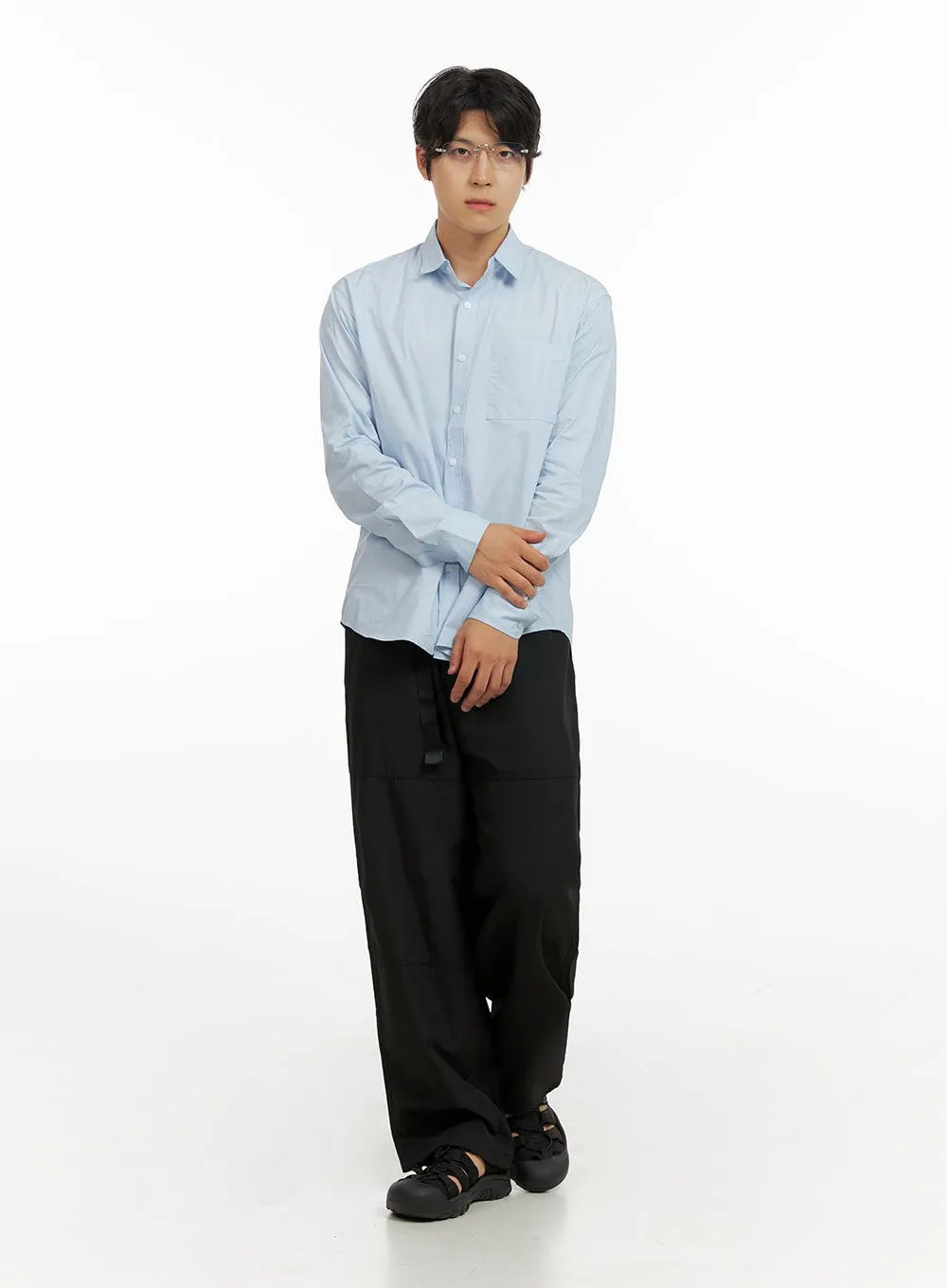 Men's Belted Wide Leg Trousers IG409