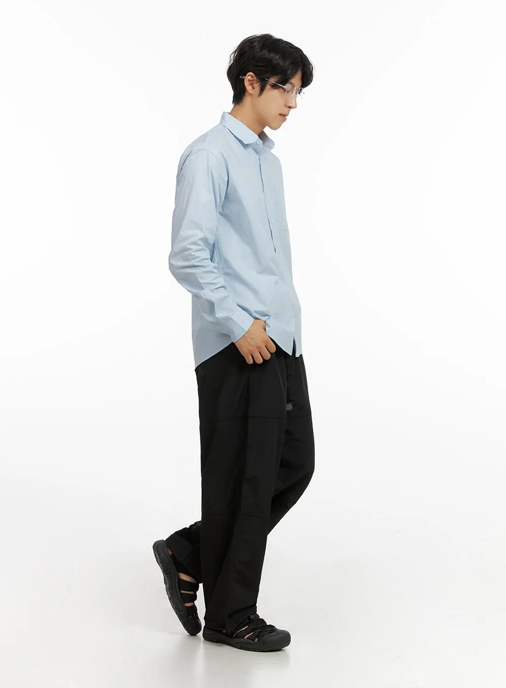 Men's Belted Wide Leg Trousers IG409